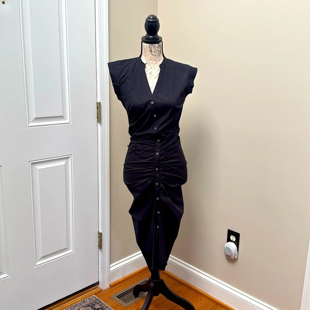 NWT Veronica Beard Stylish Black Ruched Dress - Picture 3 of 17